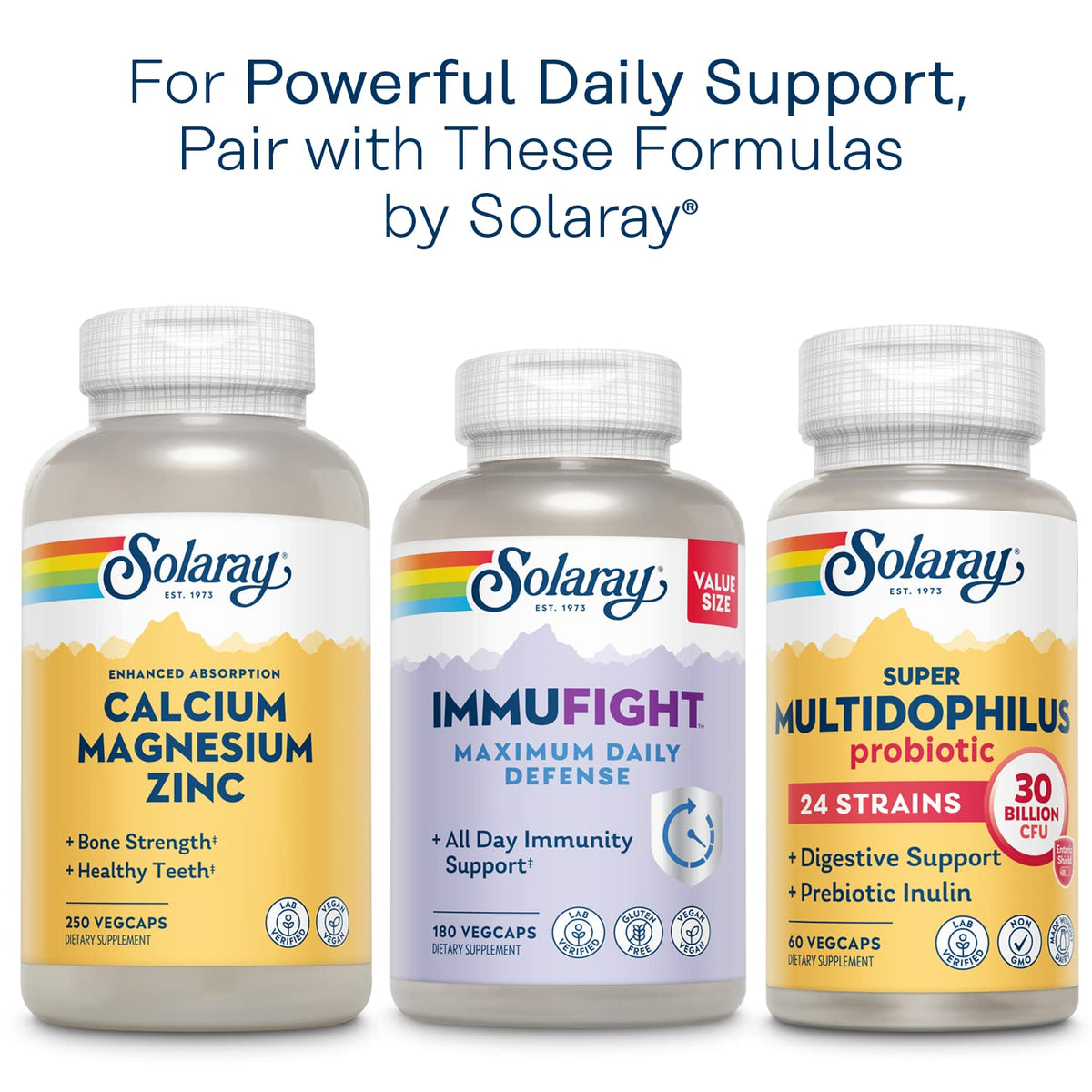 SOLARAY Multivitamines Complètes 50 Plus 90 VegCaps sur un comptoir