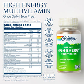 SOLARAY Multivitamines Énergétiques 60 VegCaps arrière de l'emballage