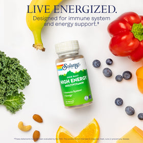 SOLARAY Multivitamines Énergétiques 60 VegCaps côté avec capsules
