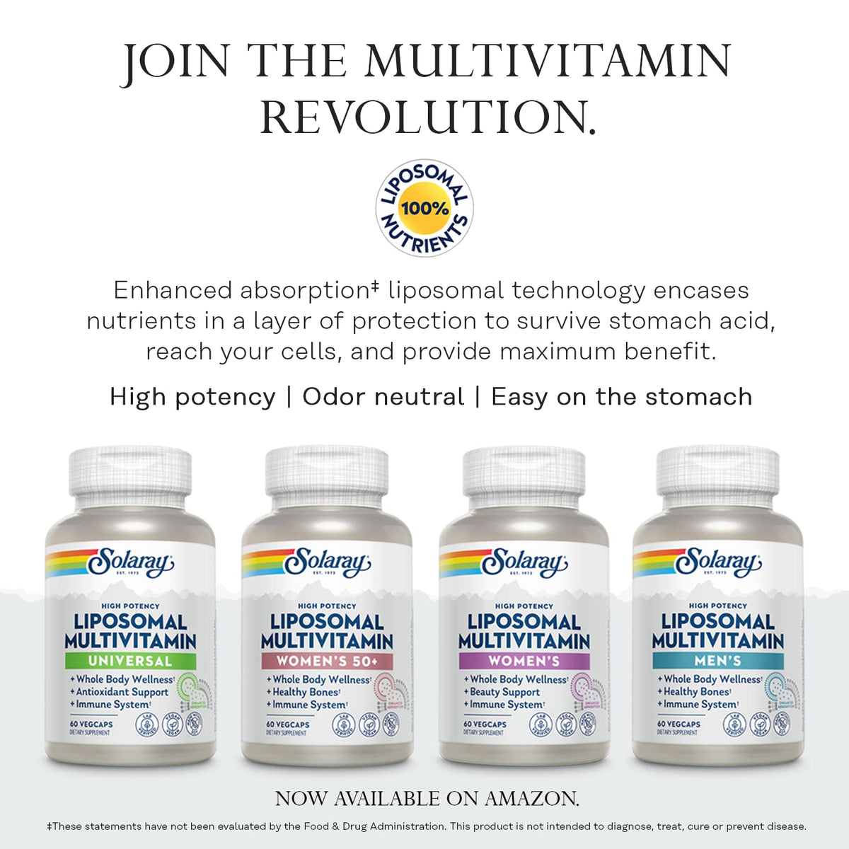 SOLARAY Multivitamines Énergétiques bouteille et capsules sur une table