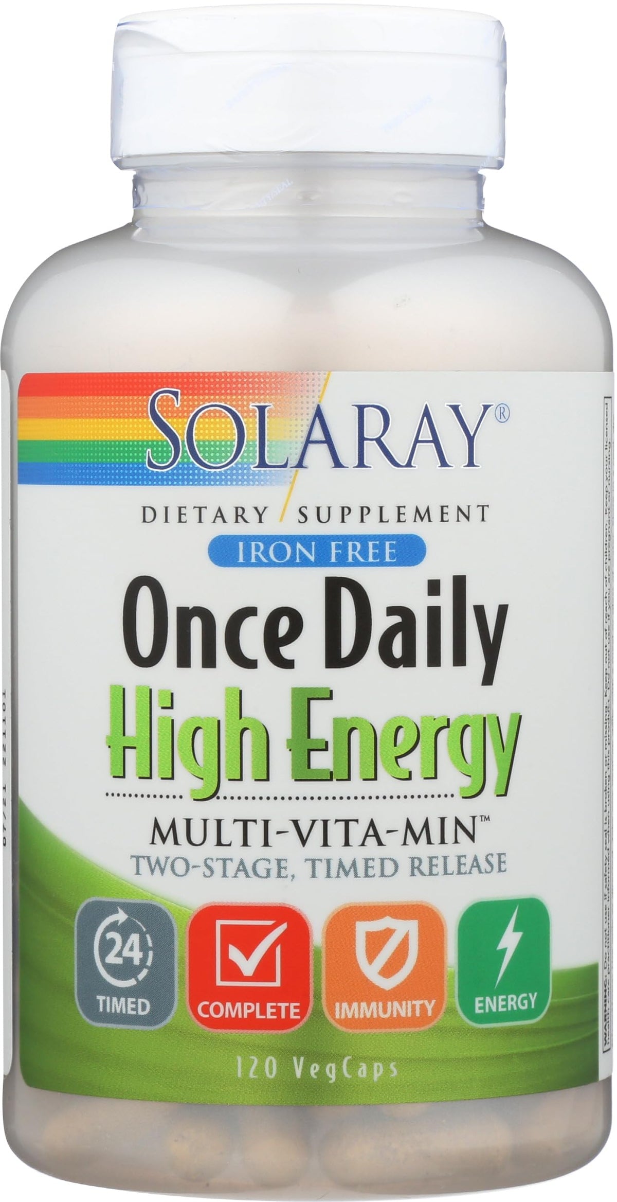 SOLARAY Multivitamines Énergétiques bouteille ouverte avec capsules