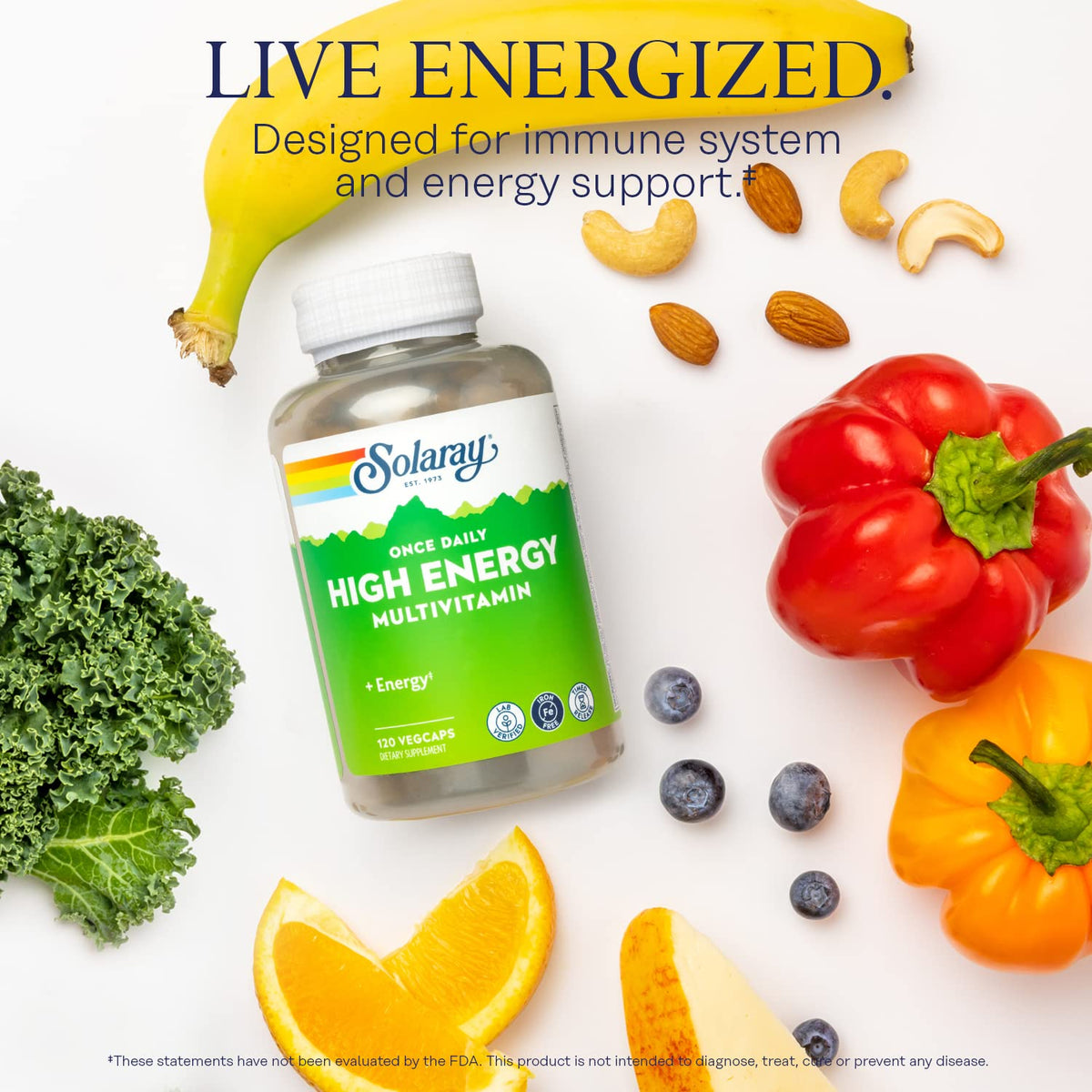 SOLARAY Multivitamines Énergétiques étiquette de la bouteille