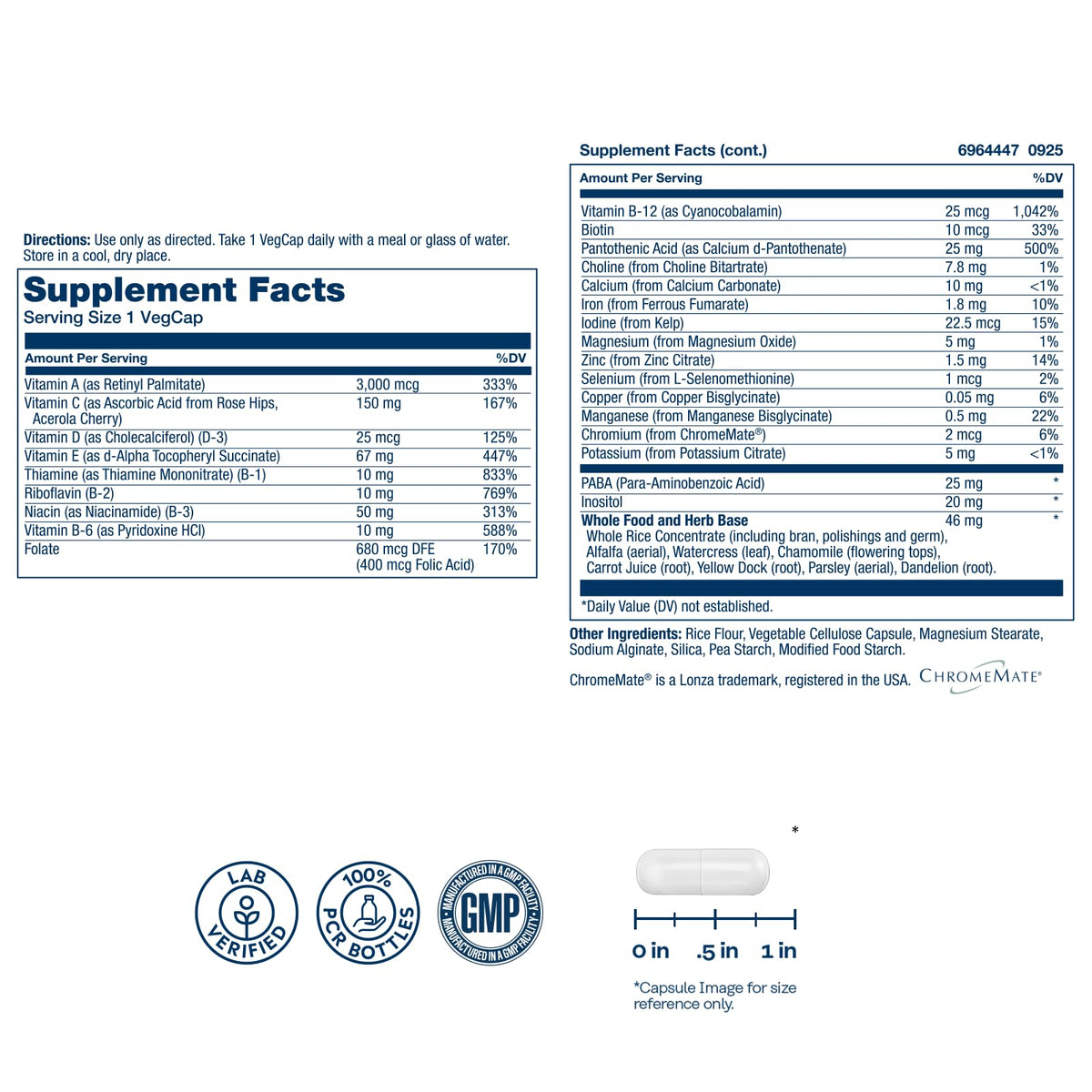 SOLARAY Multivitamines Énergie Élevée 60 VegCaps côté droit