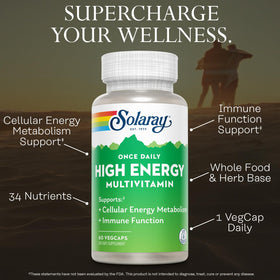 SOLARAY Multivitamines Énergie Élevée 60 VegCaps côté gauche