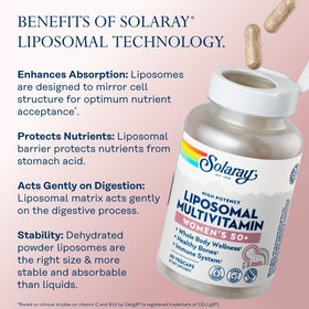 SOLARAY Multivitamines Liposomales Femmes 50+ capsules à l'intérieur de la bouteille