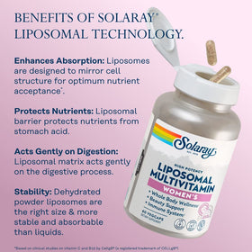 SOLARAY Multivitamines Liposomales pour Femmes, vue de côté de la bouteille