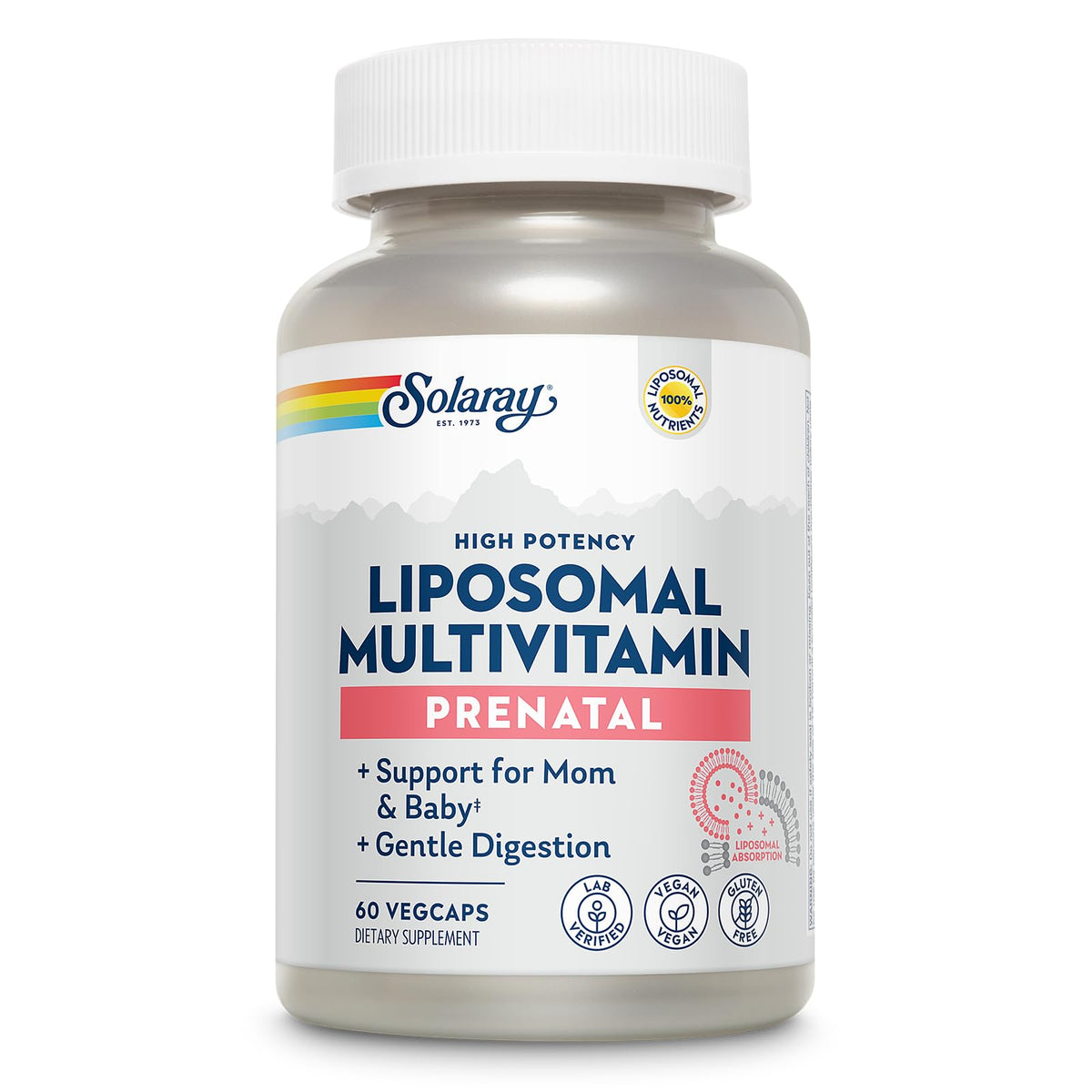 SOLARAY Multivitamines Liposomales Prénatales 60 VegCaps, vue avant