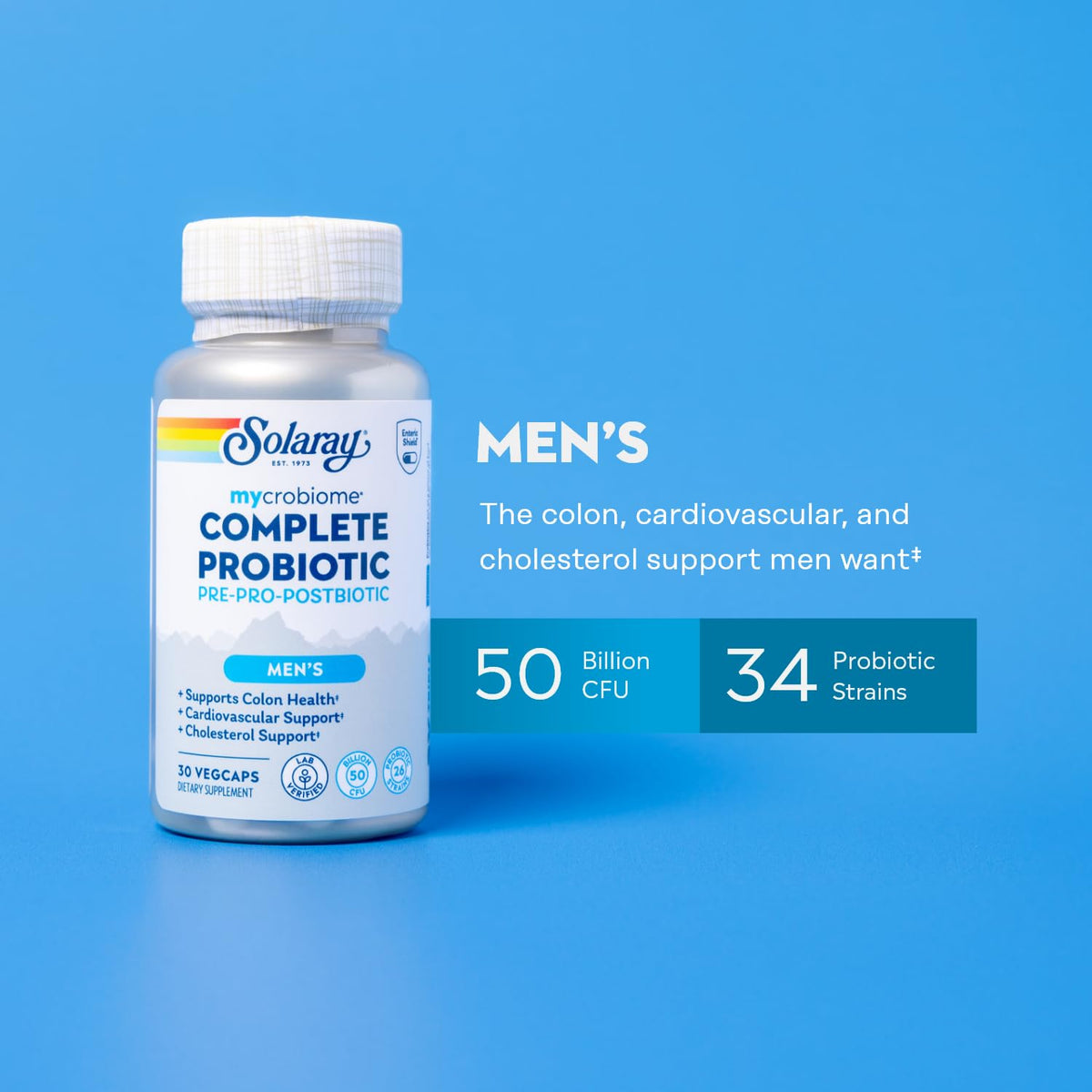 SOLARAY Mycrobiome Complète Probiotiques Homme 30 VegCaps capsules