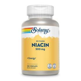 SOLARAY Niacine 500mg VegCaps avec une main tenant une capsule