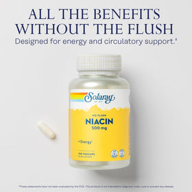 SOLARAY Niacine 500mg VegCaps côté de la bouteille