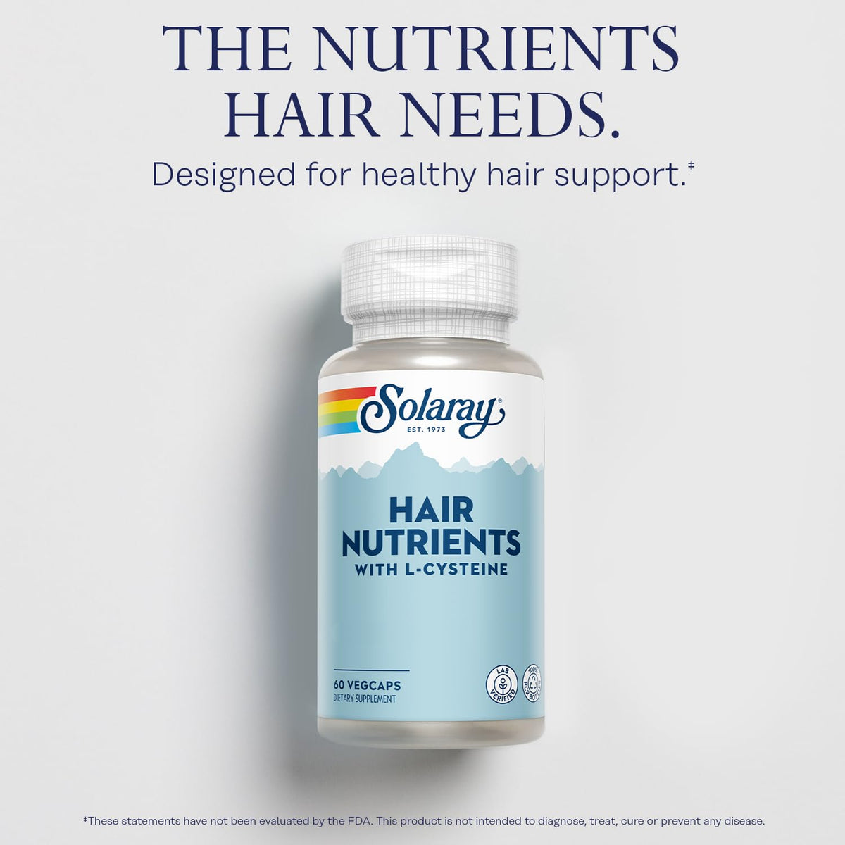 SOLARAY Nutriments Capillaires 60 VegCaps - présentation sur fond blanc