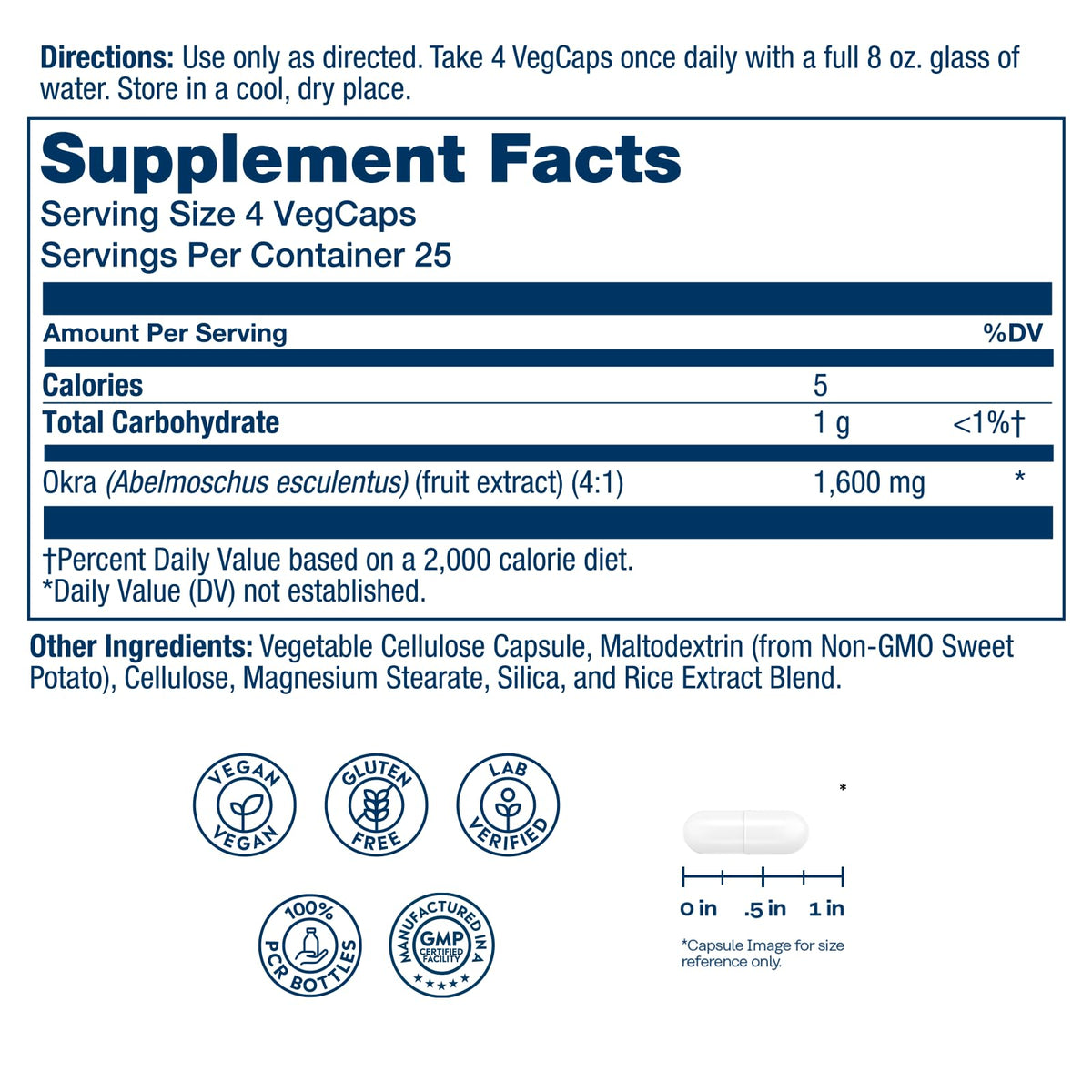 SOLARAY Okra Fruit 1600 mg capsules végétales vue de côté