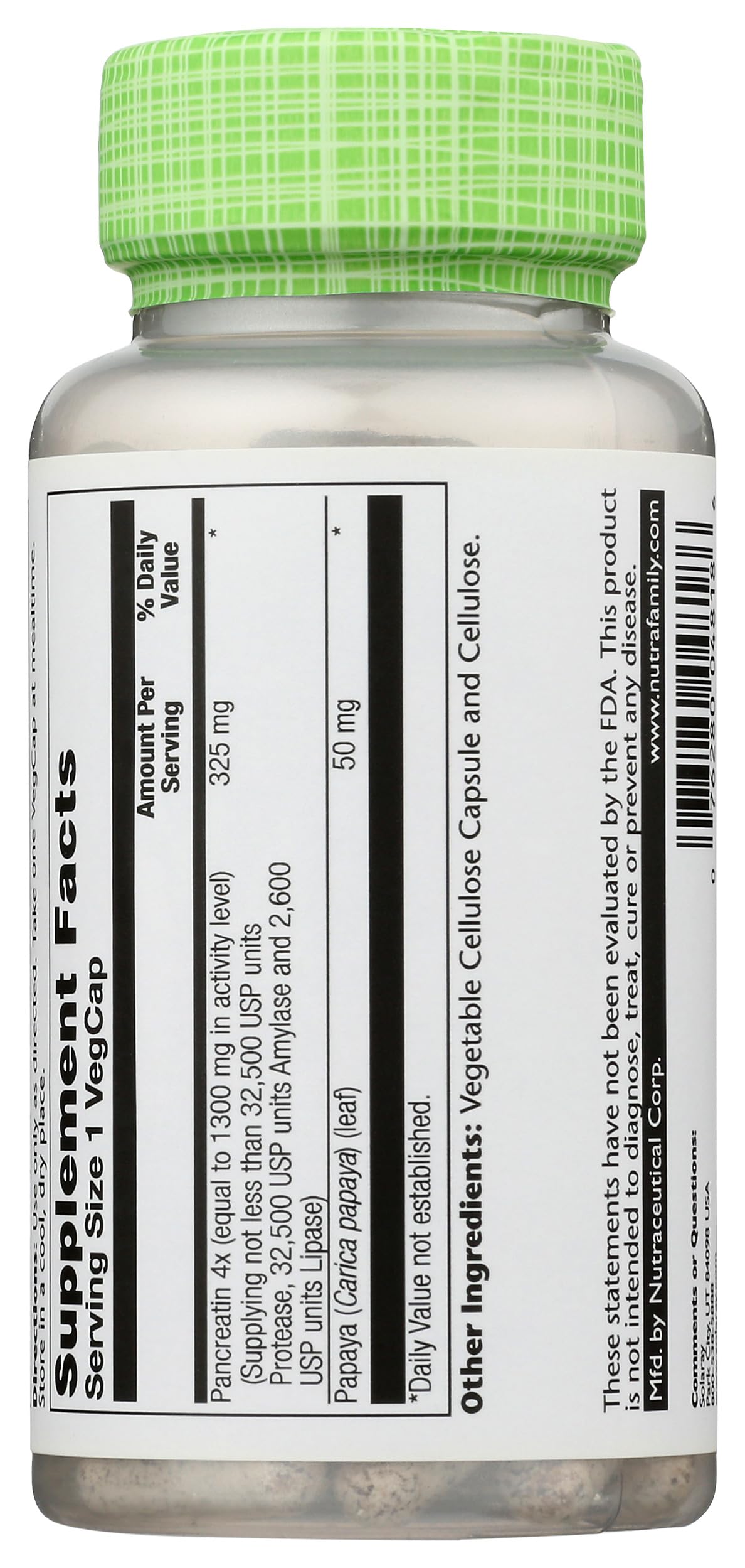 SOLARAY Pancreatin 1300 capsules végétales