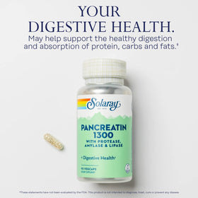 SOLARAY Pancreatin 1300 VegCaps sur une table