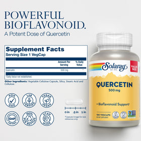 SOLARAY Quercetin 500 mg 180 VegCaps étiquette des ingrédients