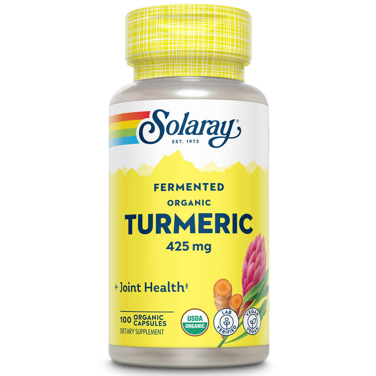 SOLARAY Racine de Curcuma Fermentée 500mg 100 VegCaps vue avant