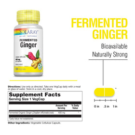 SOLARAY Racine de Gingembre Fermentée 400mg 100 VegCaps vue arrière