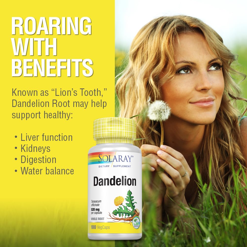 SOLARAY Racine de Pissenlit 100 VegCaps ouverte avec capsules
