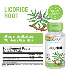 SOLARAY Racine de Réglisse 450mg 100 VegCaps côté