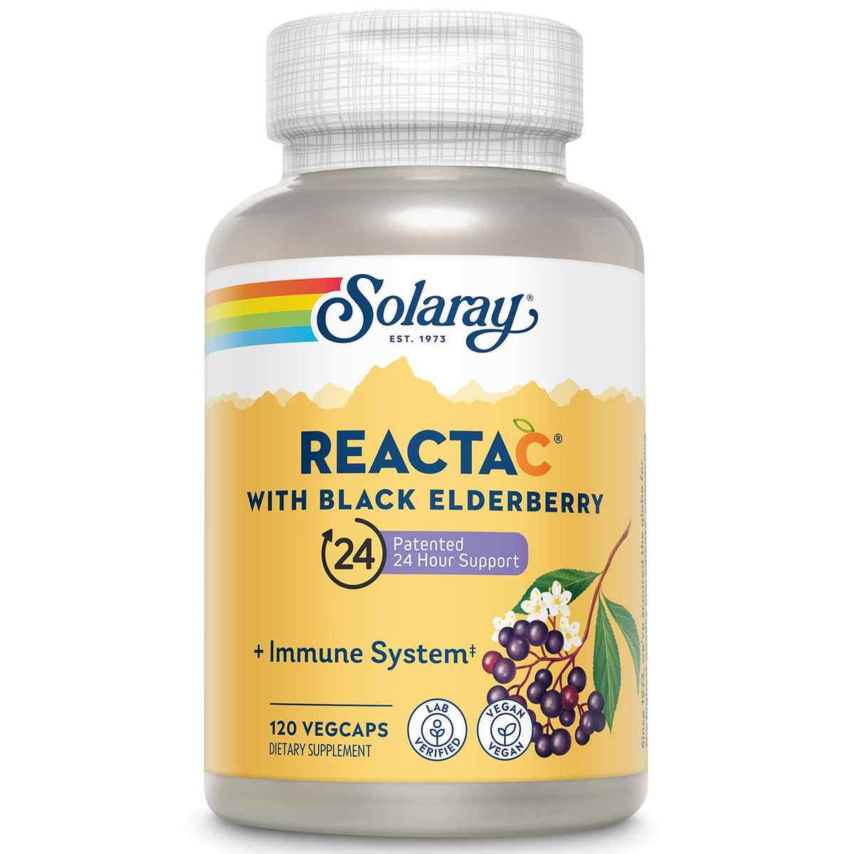 SOLARAY Reacta-C 500 mg avec Sureau, vue avant de l'emballage