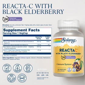 SOLARAY Reacta-C 500 mg, gélules végétales dans un flacon