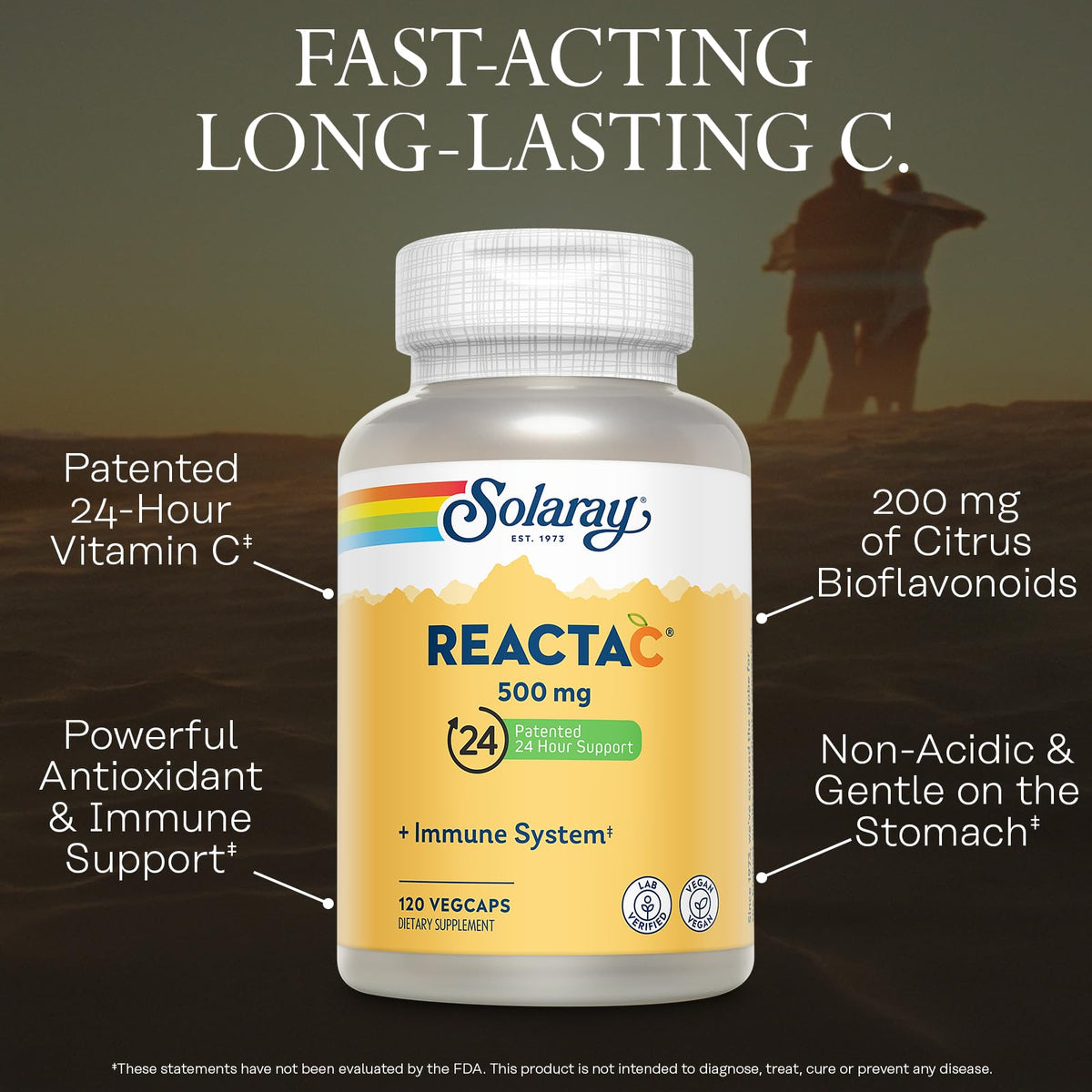 SOLARAY Reacta-C 500mg capsules sur une table