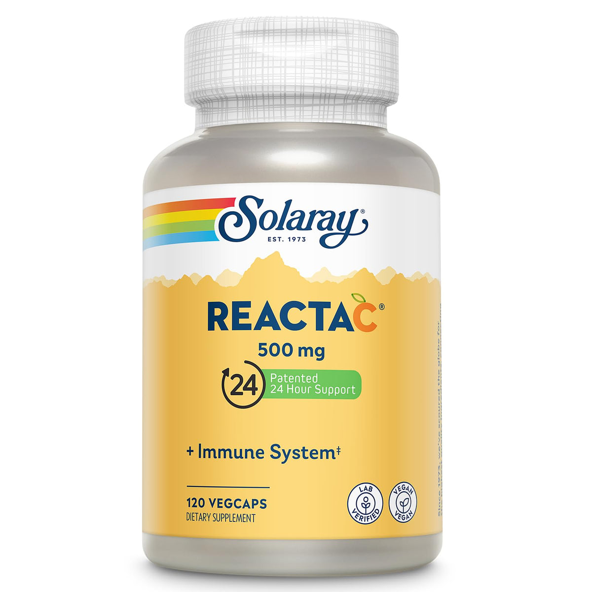 SOLARAY Reacta-C 500mg Vitamine C 120 capsules vue avant