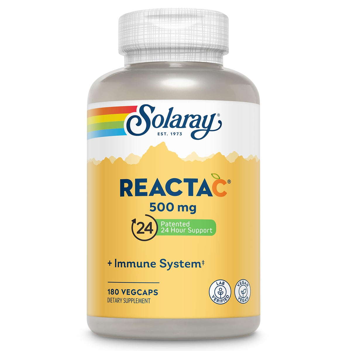 SOLARAY ReactaC Vitamine C 500mg capsules front view