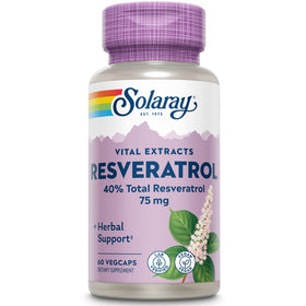 SOLARAY Resveratrol 75 mg capsules vue de face avec étiquette