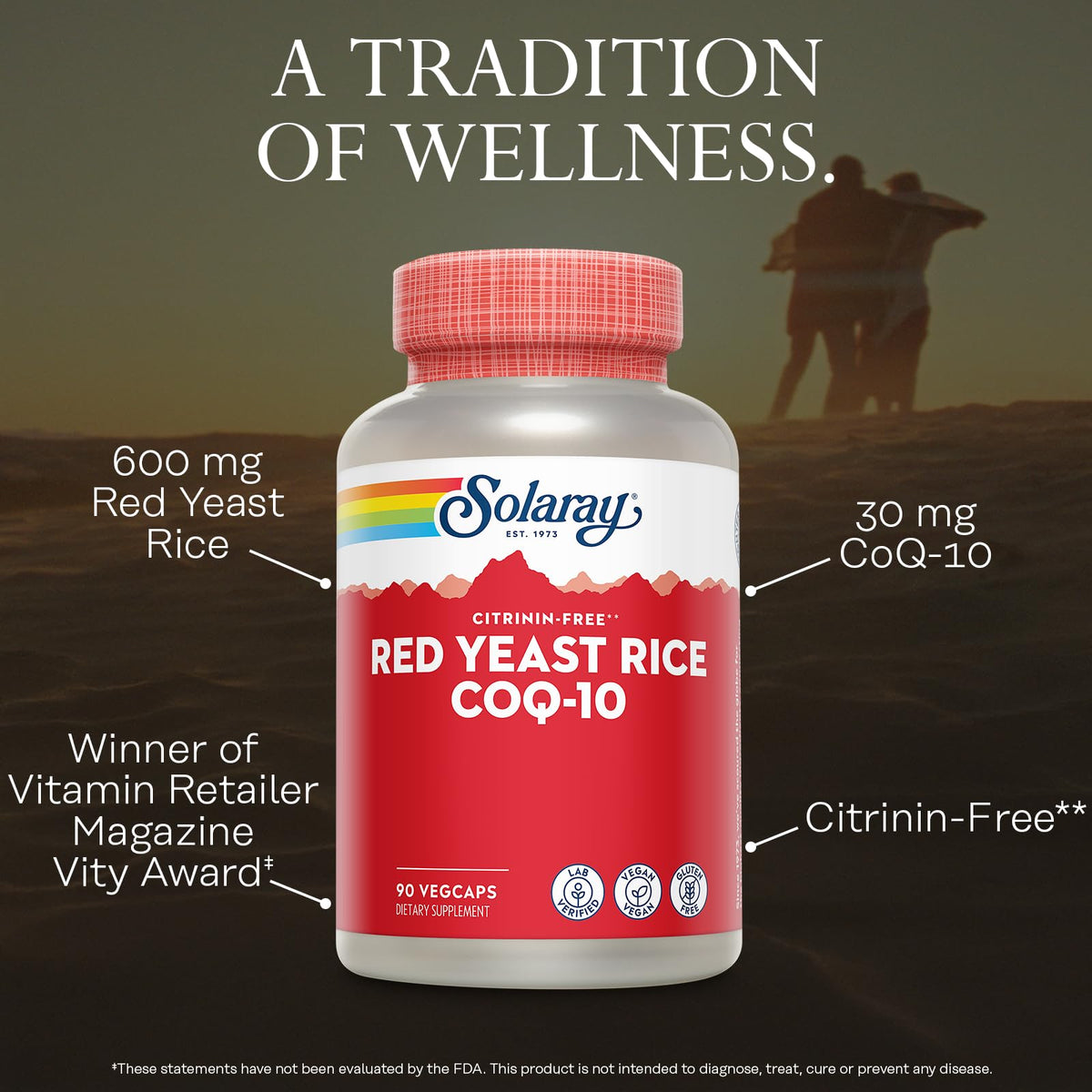 SOLARAY Riz de Levure Rouge bouteille ouverte avec capsules