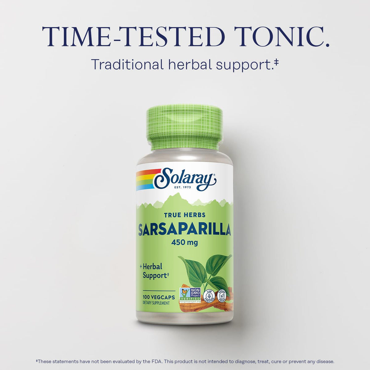 SOLARAY Sarsaparilla Root 450 mg étiquette et dosage