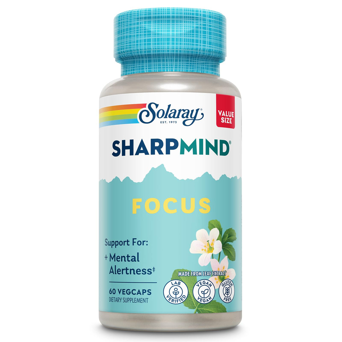 SOLARAY SharpMind Focus 60 Veg Caps vue de face