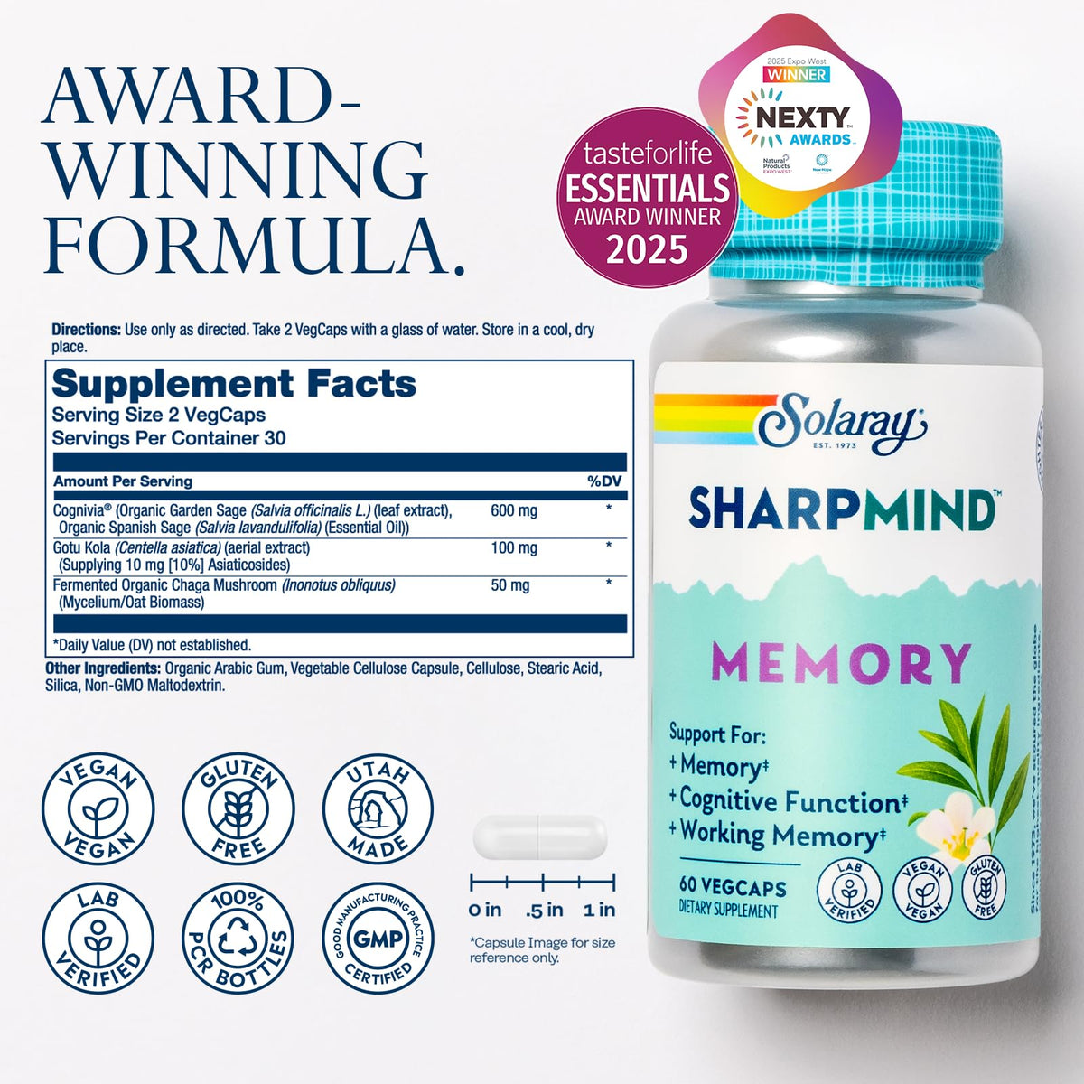 SOLARAY SharpMind Formule Mémoire bouteille avec étiquette