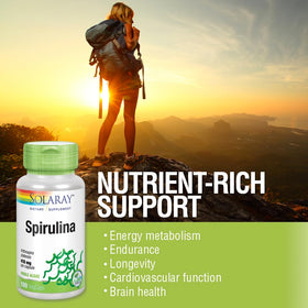 SOLARAY Spirulina 410mg capsules in a natural setting