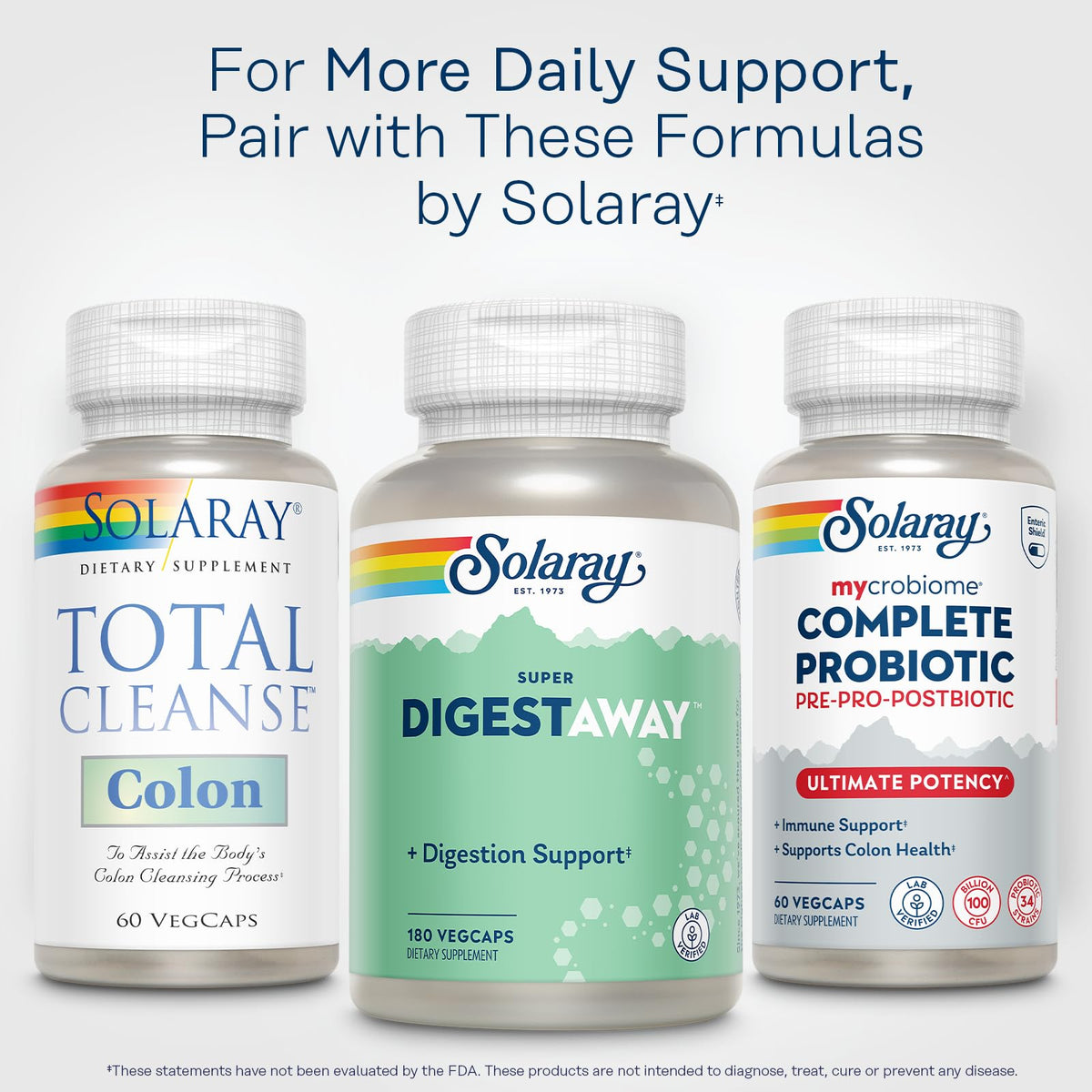SOLARAY Total Cleanse Complément Alimentaire avec ingrédients en arrière-plan