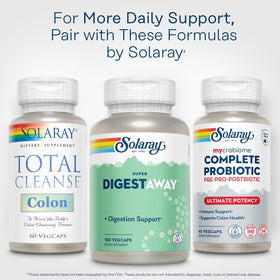 SOLARAY Total Cleanse Complément Alimentaire avec ingrédients en arrière-plan