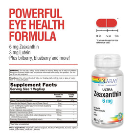 SOLARAY Ultra Zeaxanthin 6 mg capsules sur un fond blanc