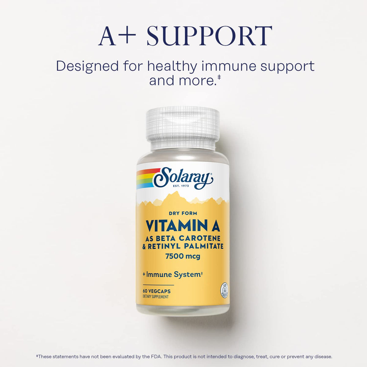 SOLARAY Vitamine A 7500 mcg Capsules Végétales avec bouteille en plastique recyclé