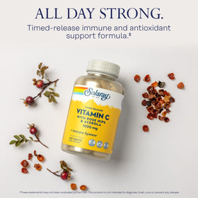 SOLARAY Vitamine C 1000mg capsules sur une surface blanche