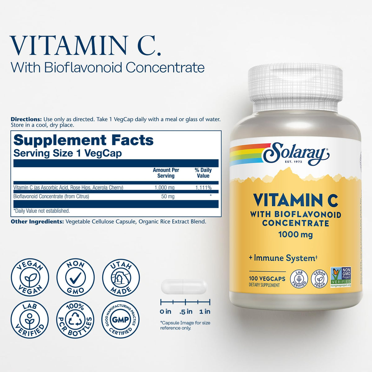 SOLARAY Vitamine C 1000mg capsules végétales