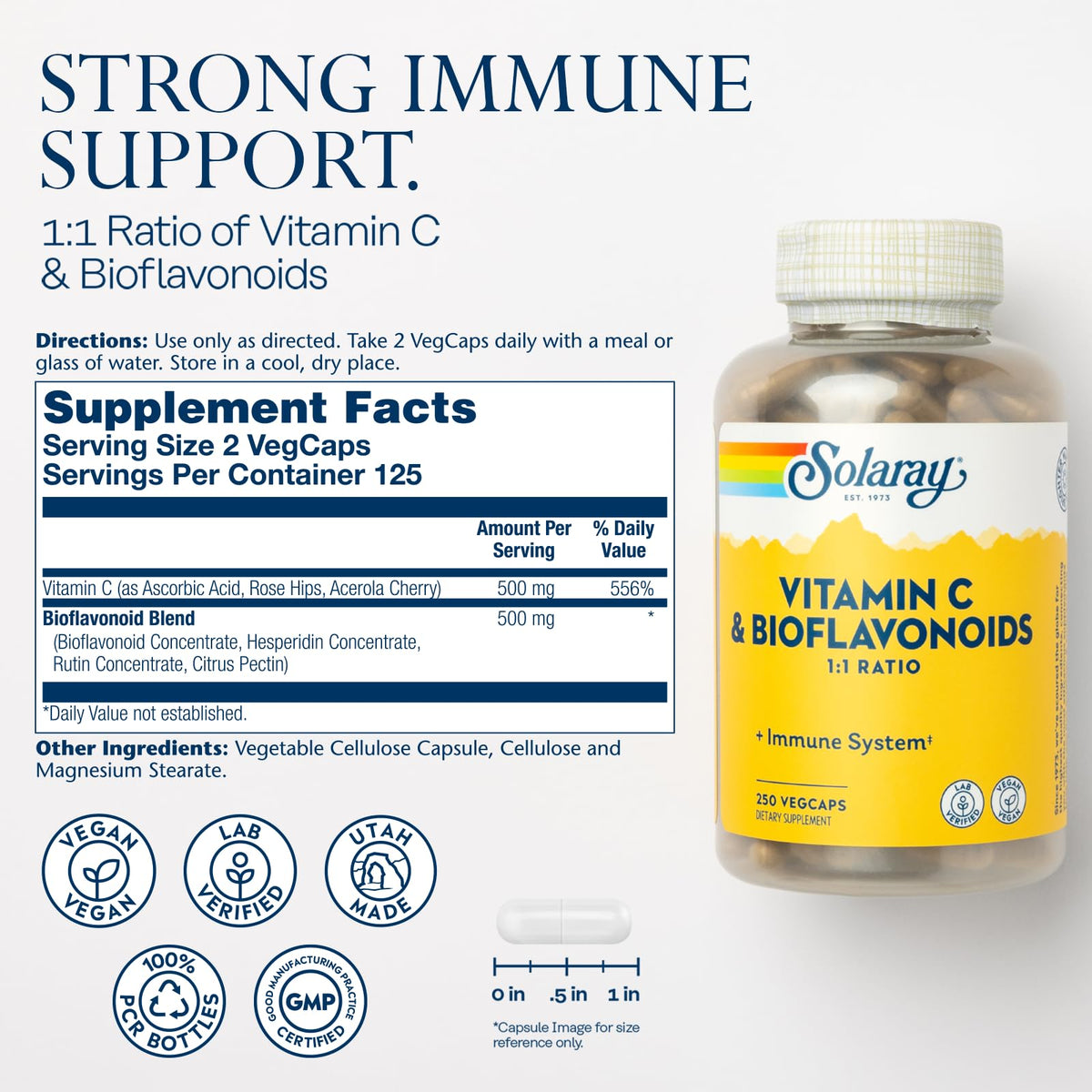 SOLARAY Vitamine C 500 mg capsules végétales