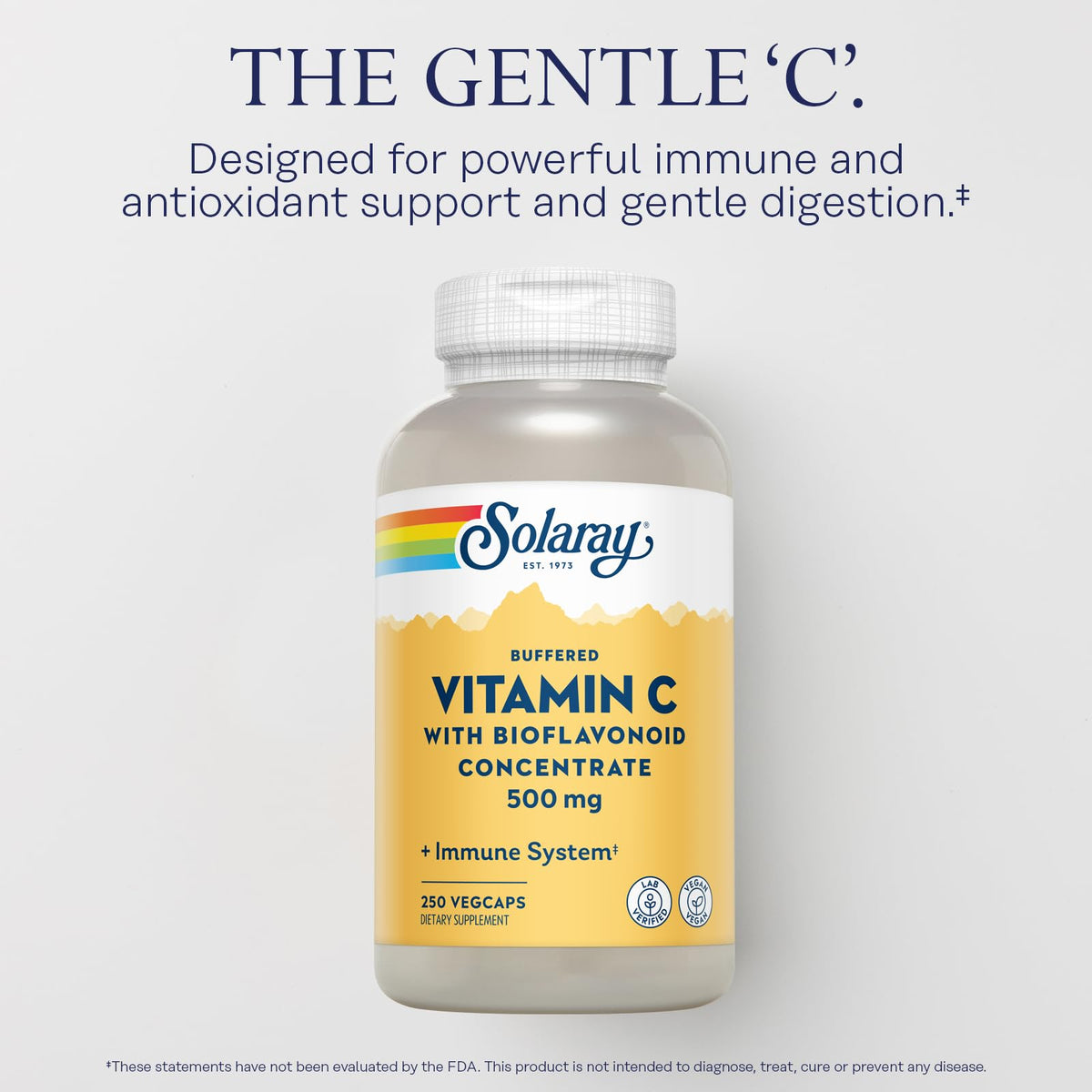 SOLARAY Vitamine C 500 mg capsules végétales sur fond blanc