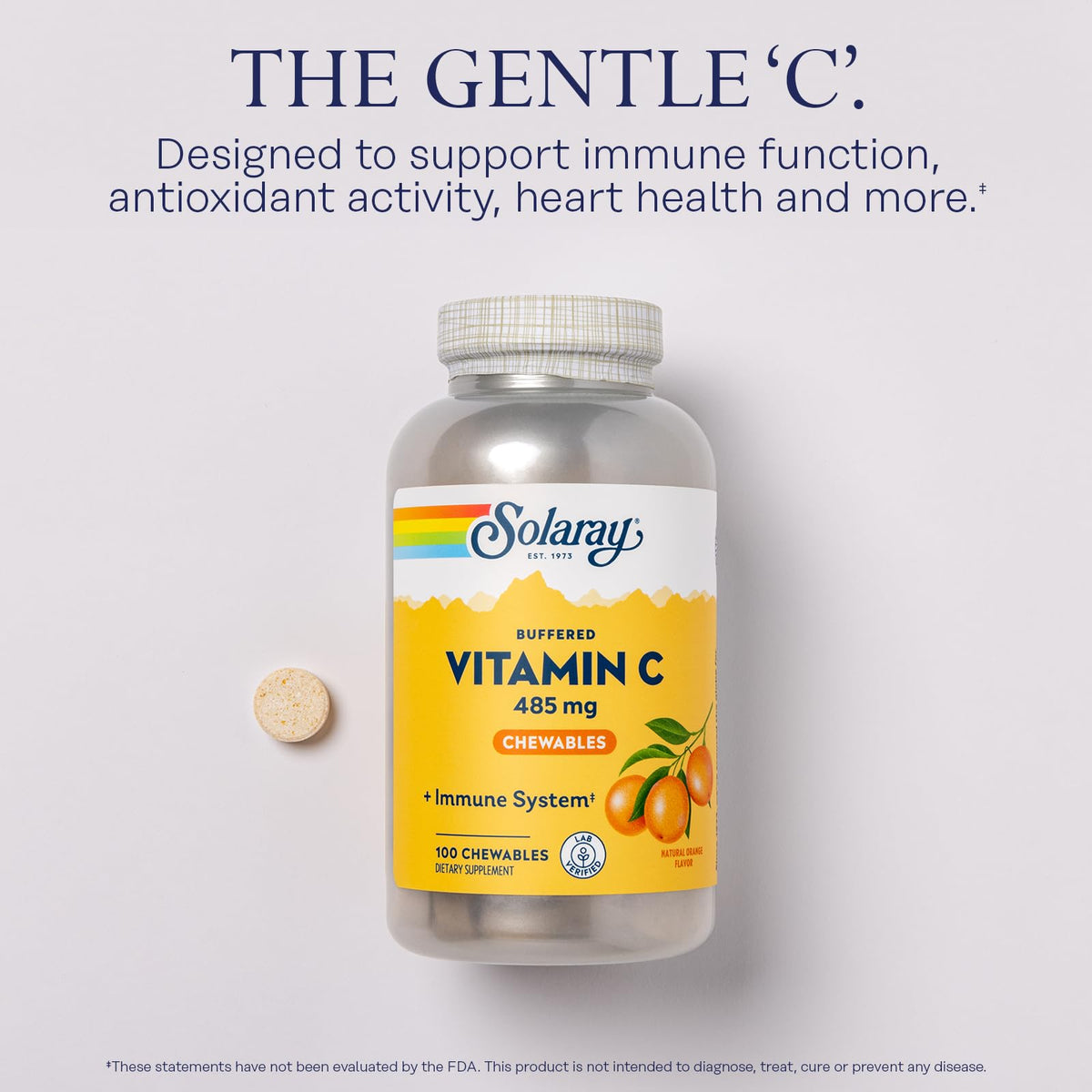 SOLARAY Vitamine C Mâchable 485 mg étiquette avec ingrédients