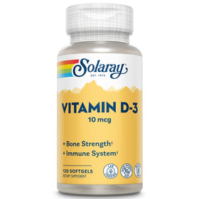 SOLARAY Vitamine D-3 400 IU 120 gélules molles vue de face