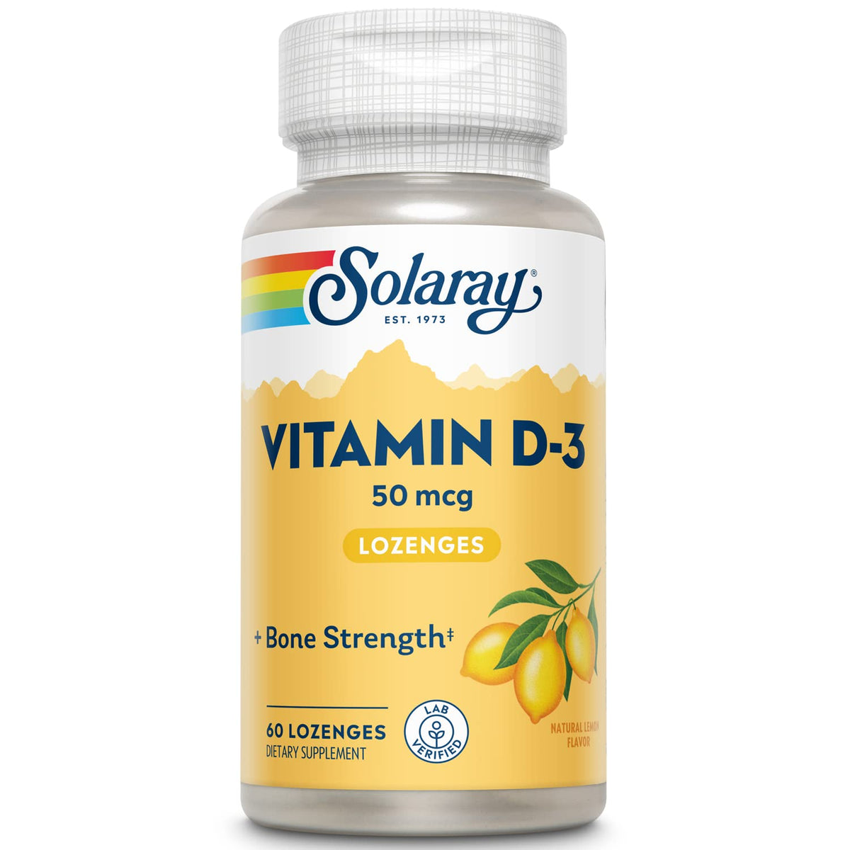 SOLARAY Vitamine D3 2000UI 60 pastilles vue de face