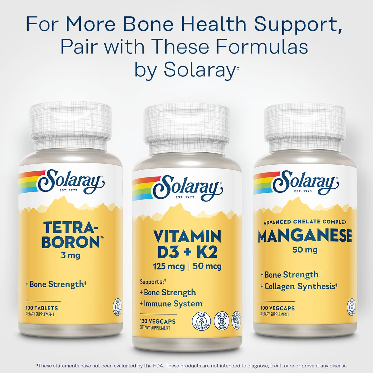 SOLARAY Vitamine D3 K2 120 VegCaps avec ingrédients