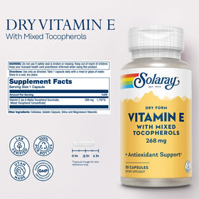 SOLARAY Vitamine E 400 IU capsules avec étiquette