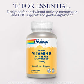 SOLARAY Vitamine E 400 IU capsules ouvertes montrant le contenu