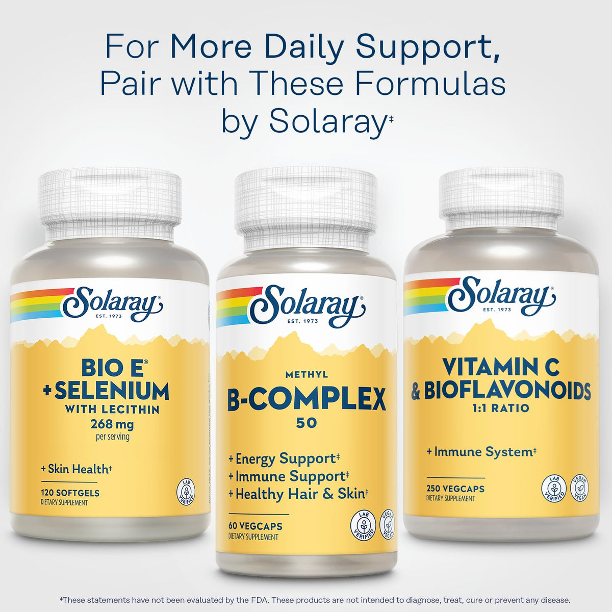 SOLARAY Vitamine E 400 IU sur une table en bois