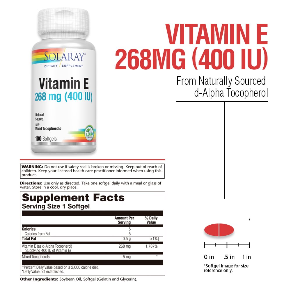 SOLARAY Vitamine E gélule sur fond blanc